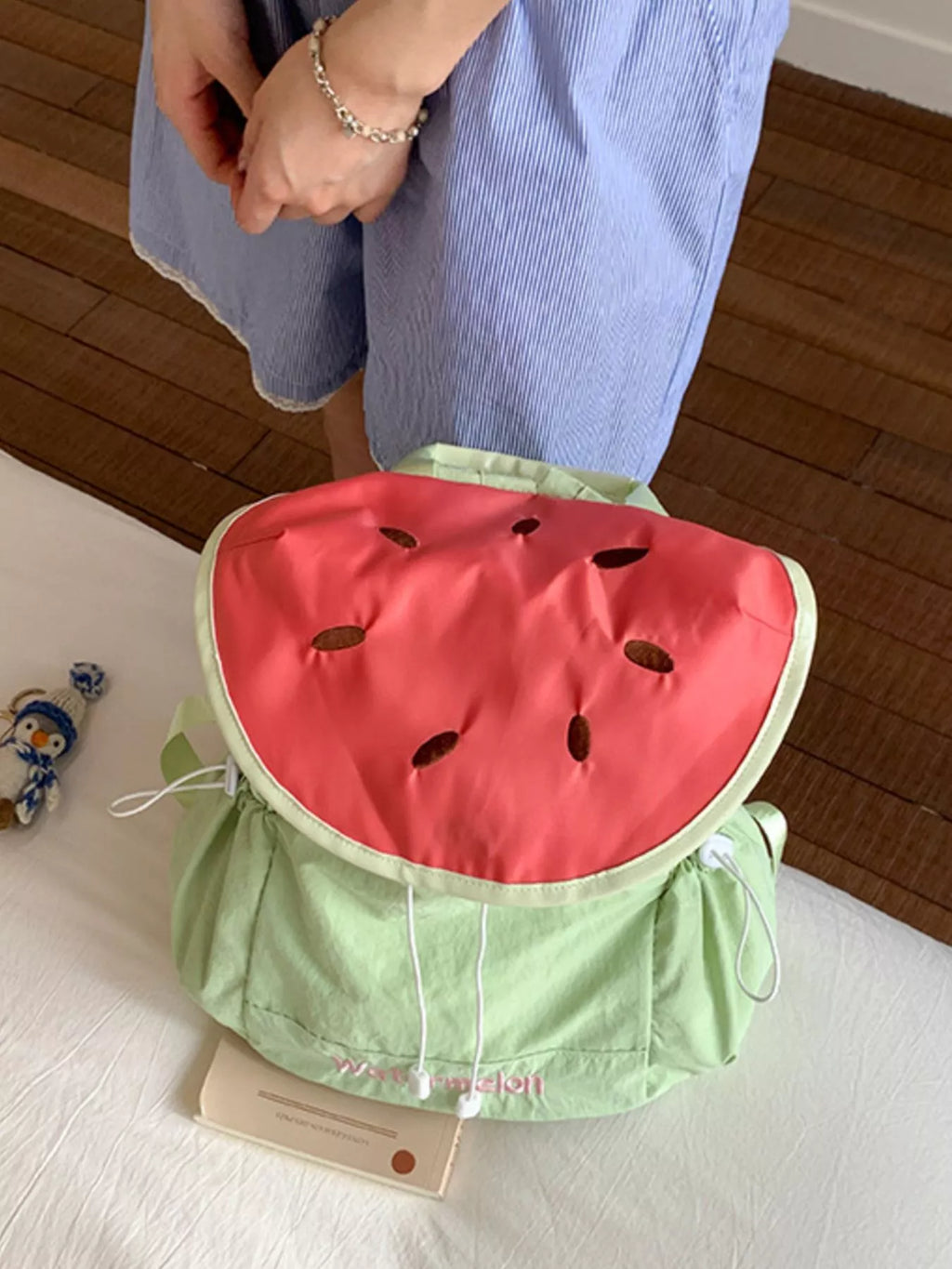 Watermelon Slice Drawstring Backpack Bag