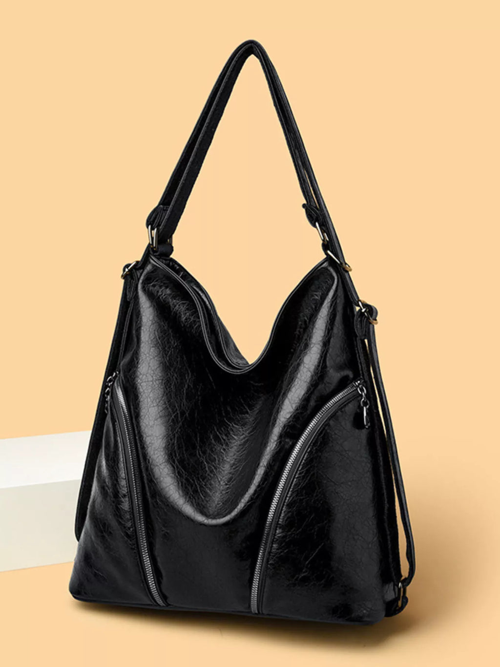 Large PU Leather Hobo Tote Bag
