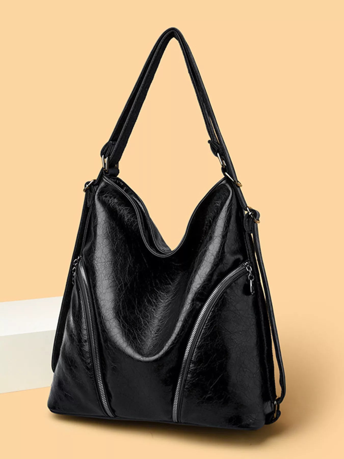 Large PU Leather Hobo Tote Bag
