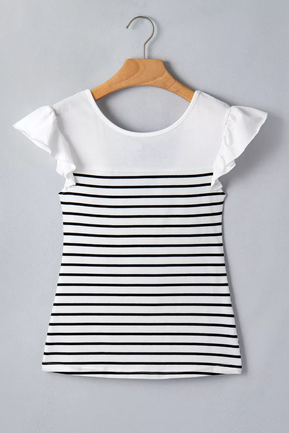Stripe Contrast Knot Back Ruffle Trim Tank Top