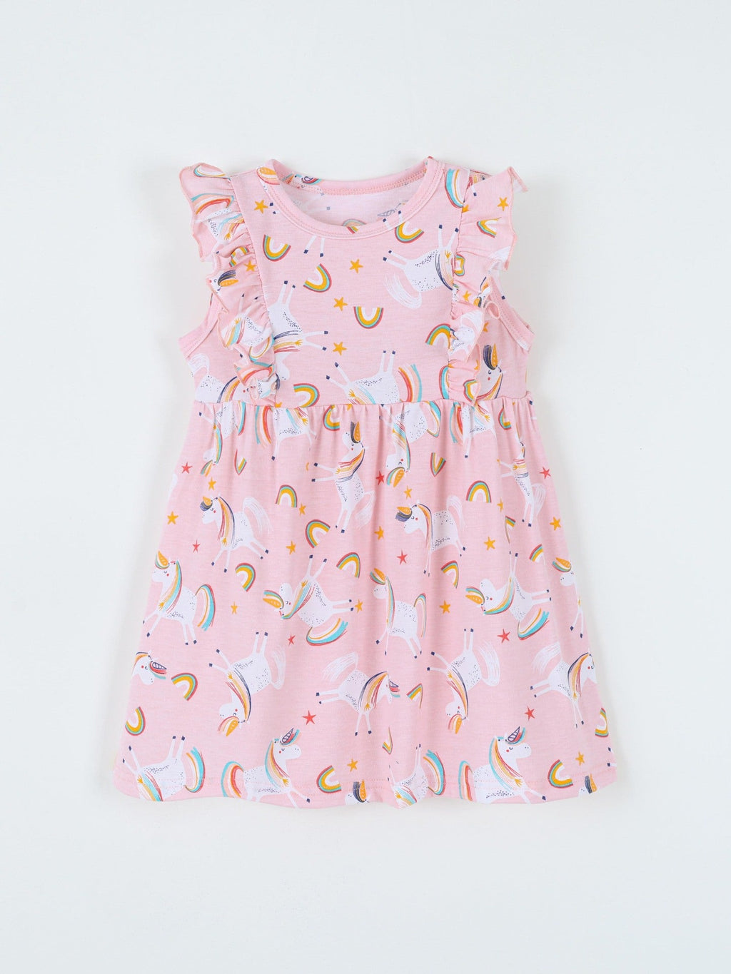 Children's Unicorn Print Ruffle Sleeve Casual Dress