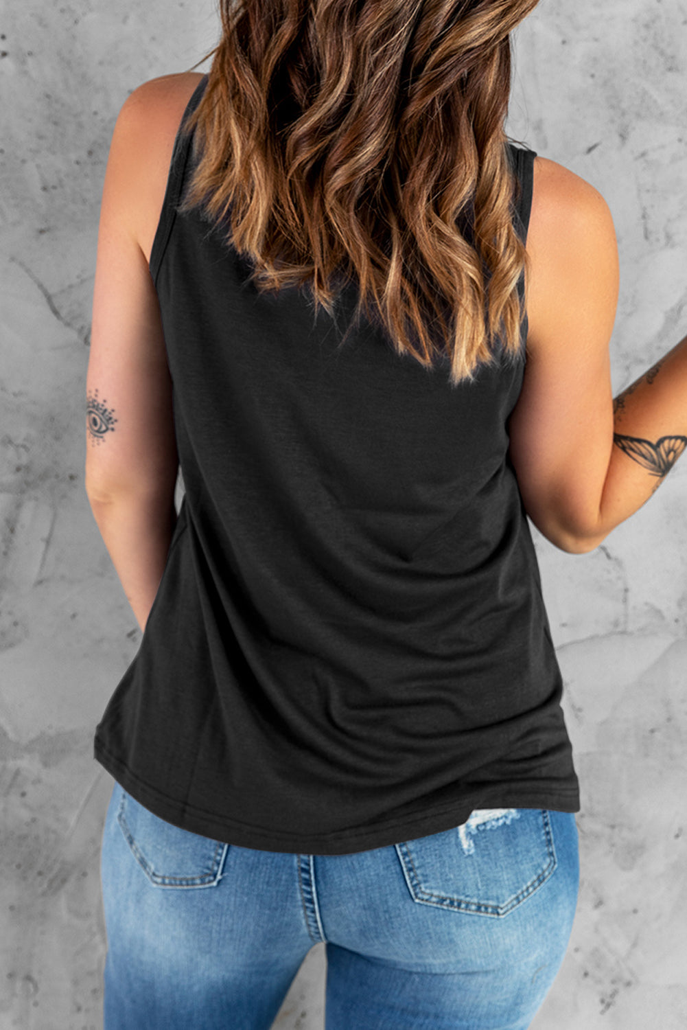 Black CHILL Graphic Print Tank Top