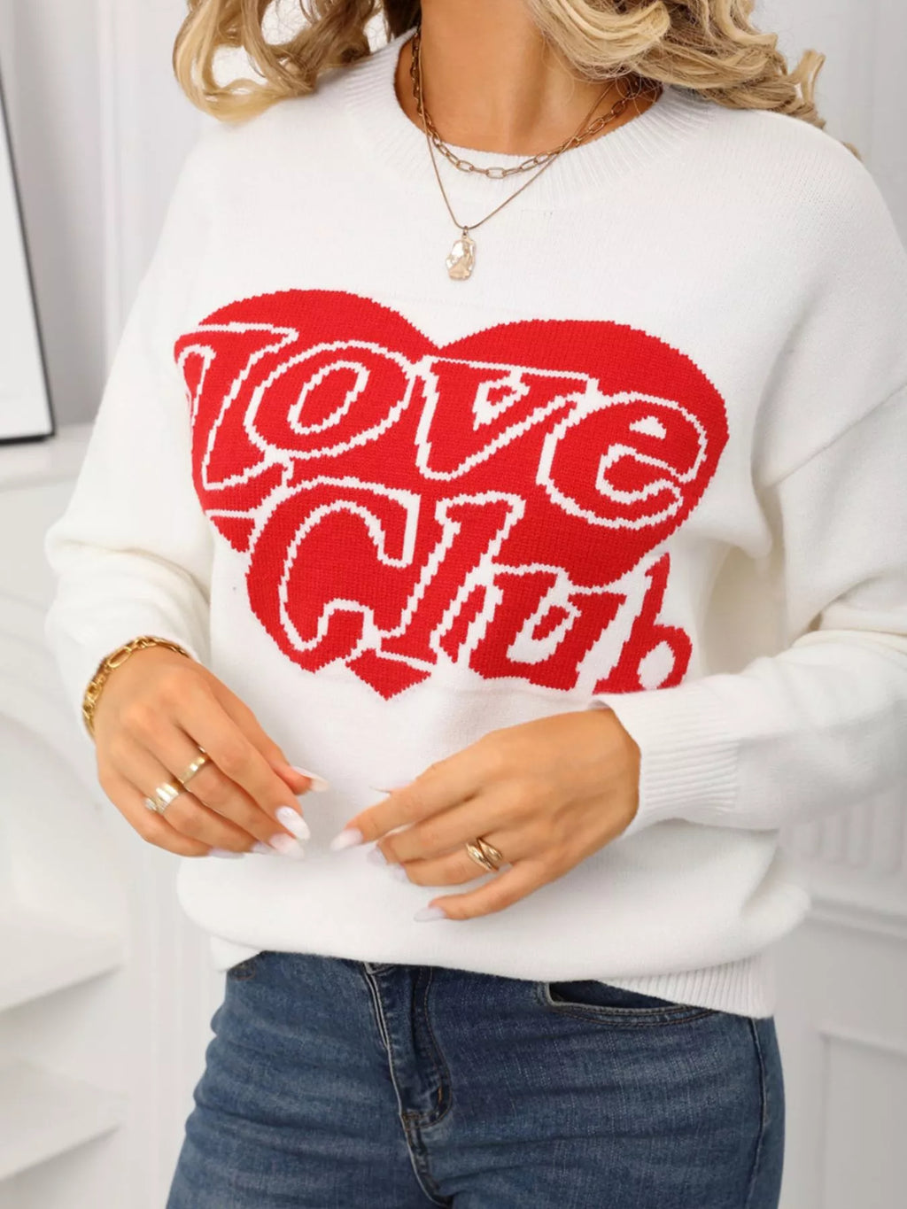 Valentine's Day Love Club Heart Graphic Sweater