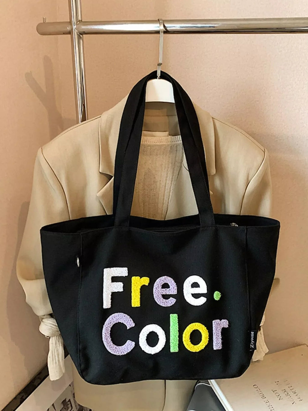 Letter Canvas Shoulder Bag
