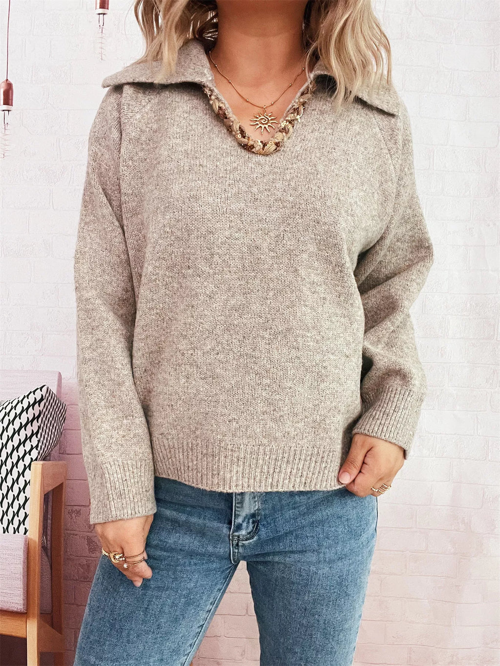 Ribbed Hem Raglan Sleeve Sweater