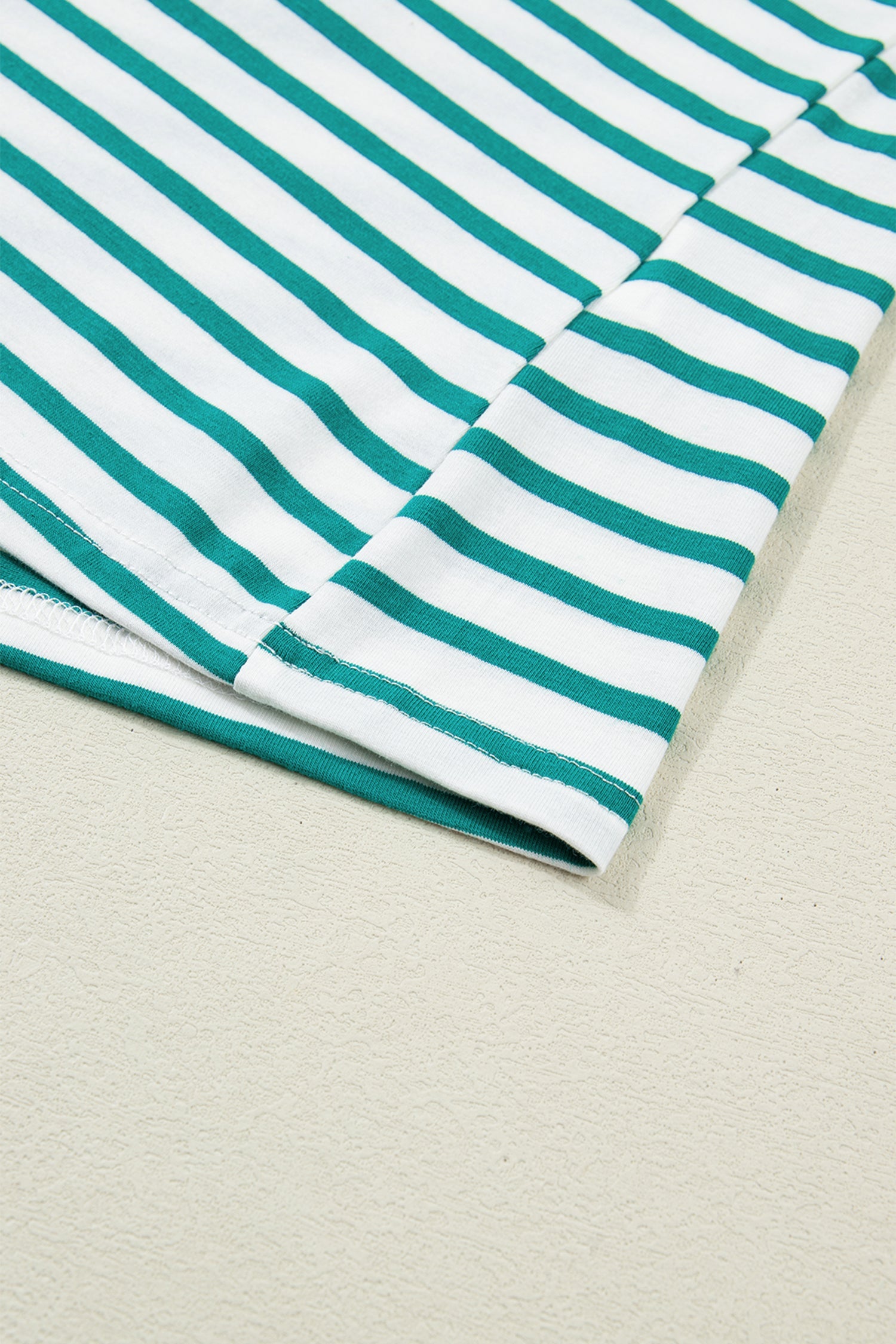 Stripe Scallop Trim Round Neck T-Shirt
