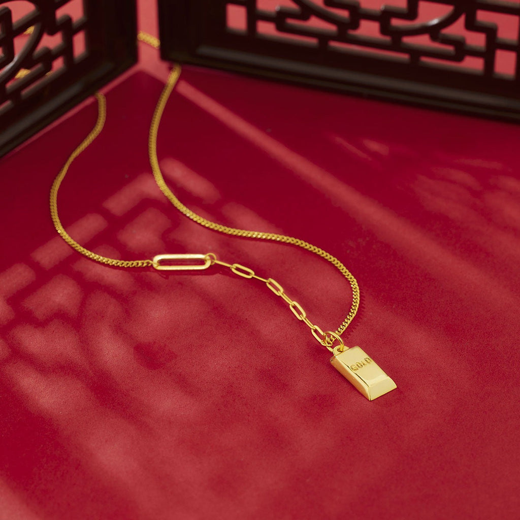 18K Gold-Plated Bar Pendant Necklace