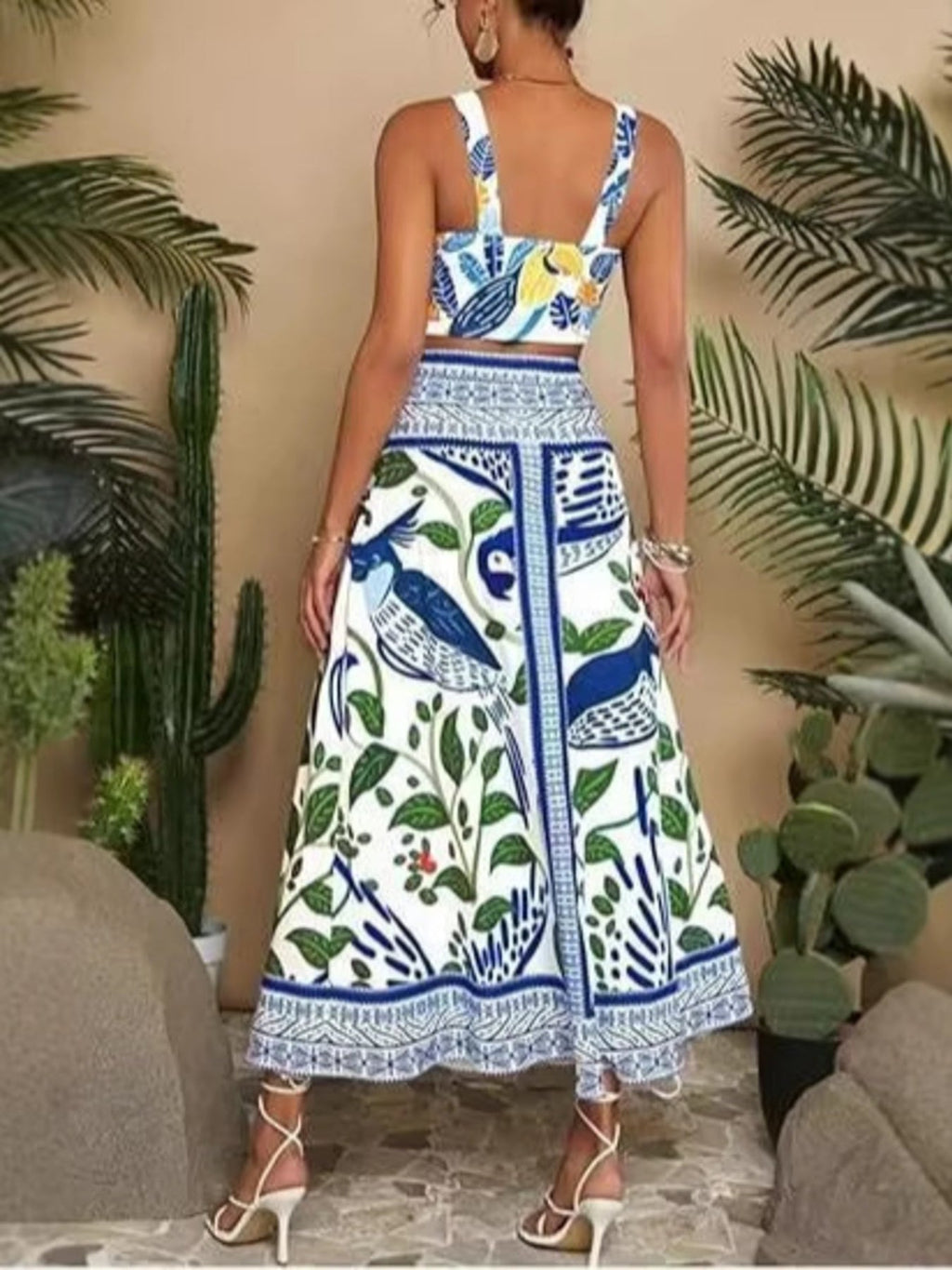 Floral Print Crop Top and Skirt Set