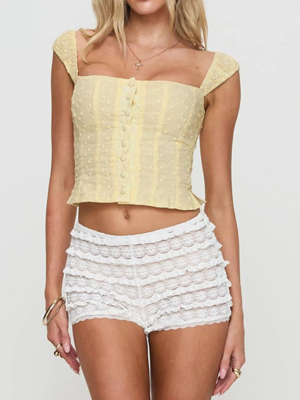 Smocked Square Neck Top