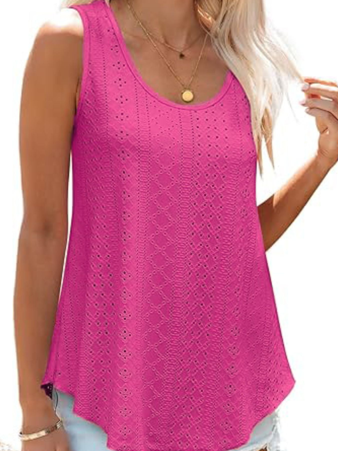 Eyelet Scoop Neck Tank