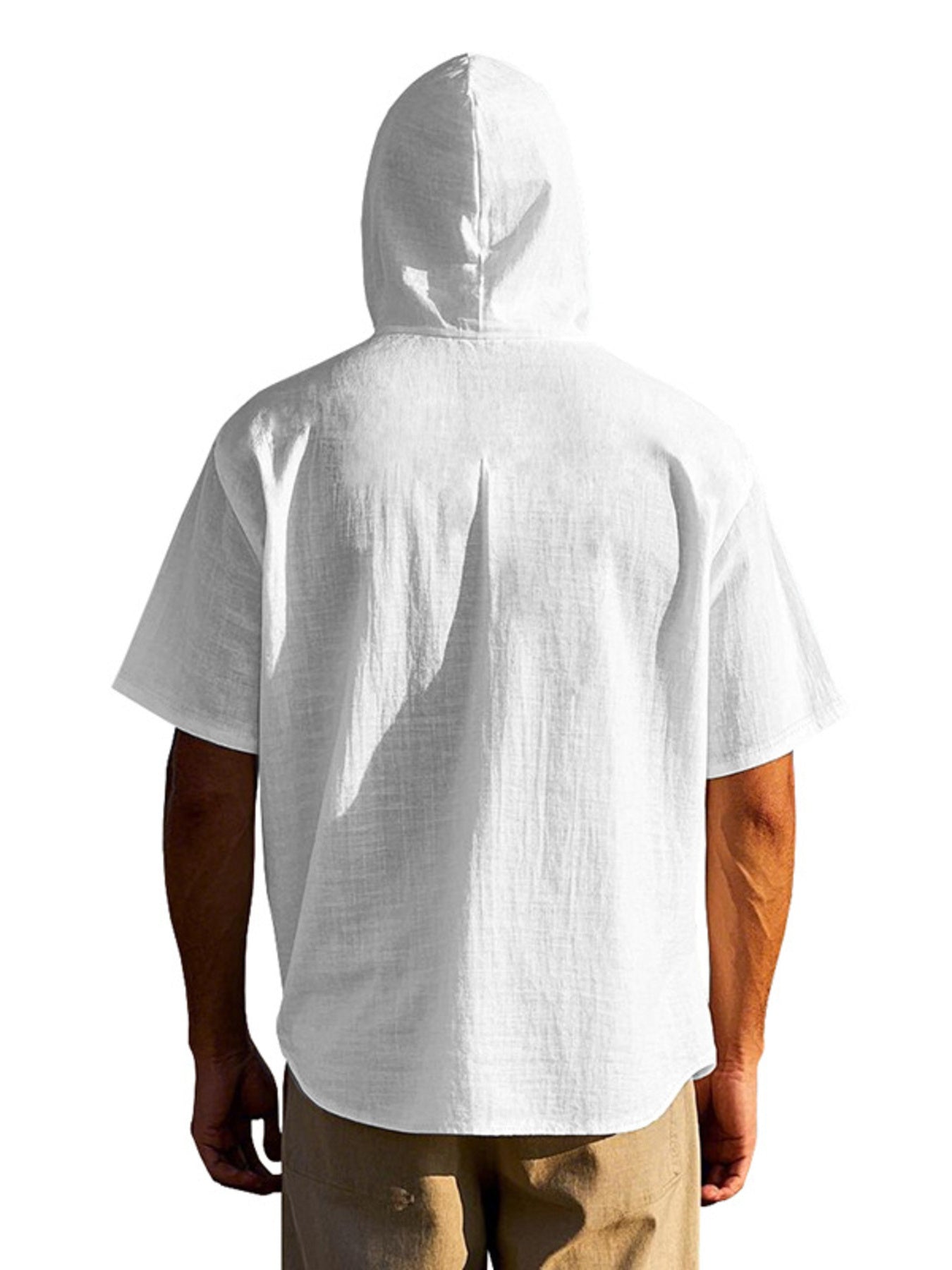 Men's Full Size Casual Hooded Short Sleeve Shirt Plus Size