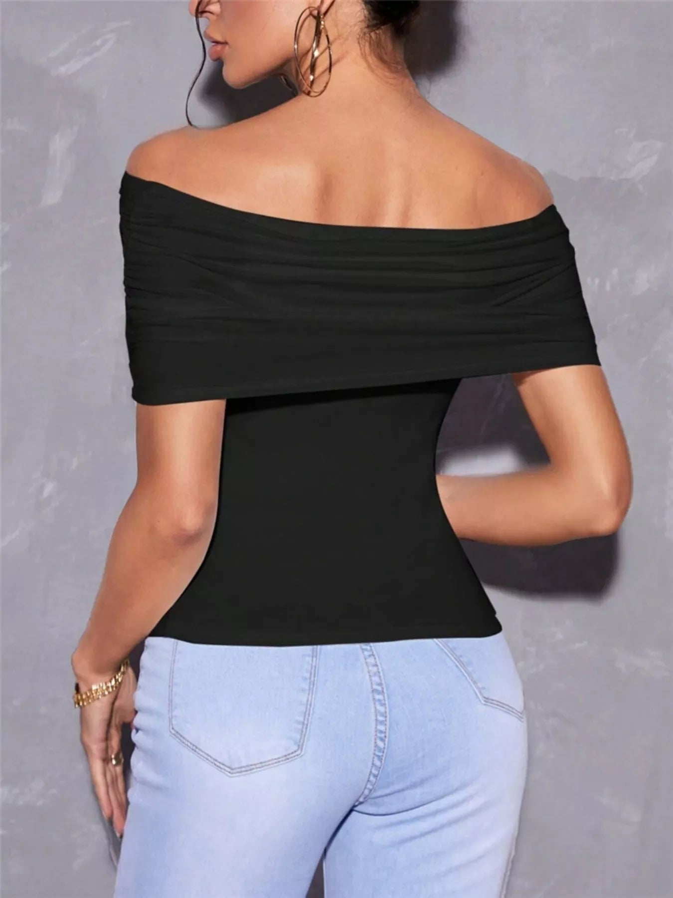 Off Shoulder Ruched T-Shirt