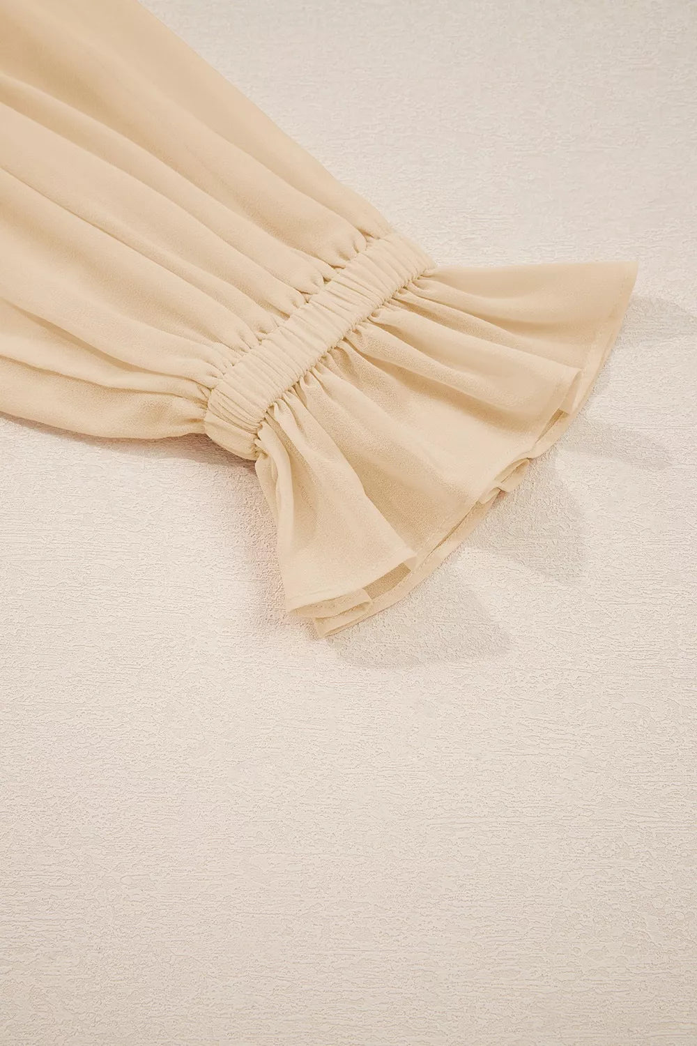 Round Neck Ruffle Sleeve Blouse