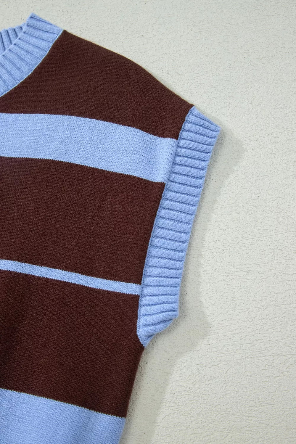 Striped Short Sleeve Round Neck Casual Knit Top