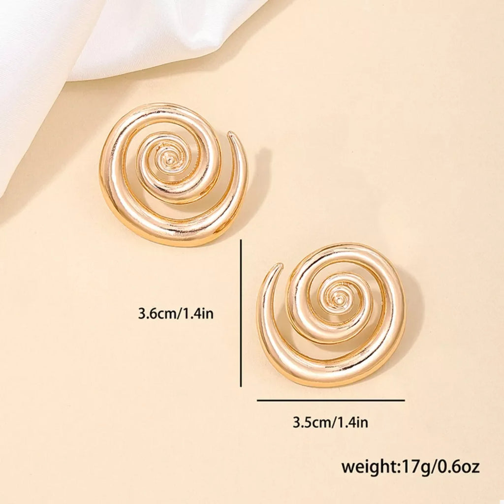 18K Gold-Plated Spiral Statement Earrings