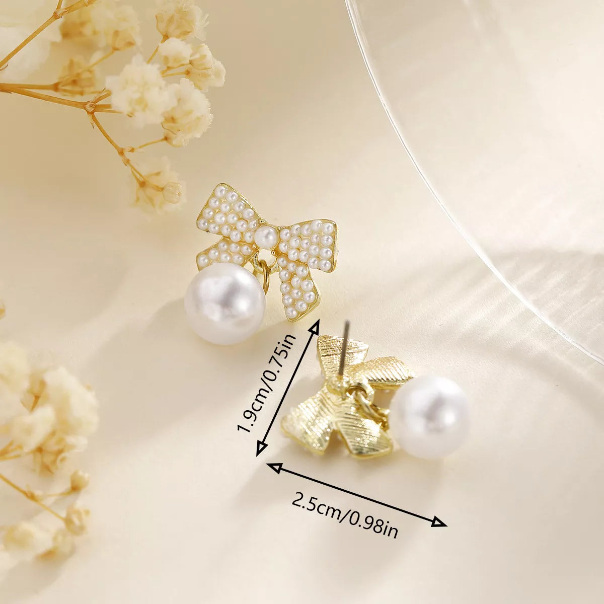 Pearl Bowknot Drop Earrings