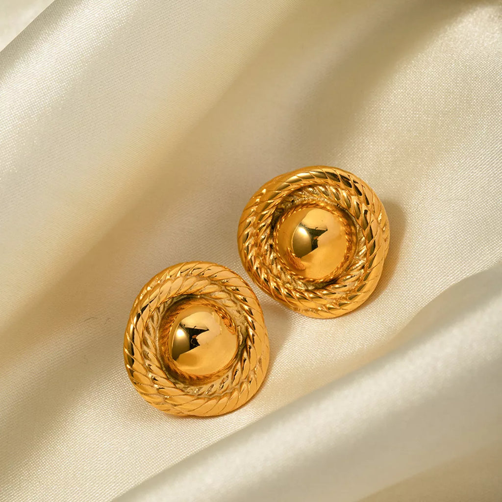 Twisted Rope Circle Stud Earrings