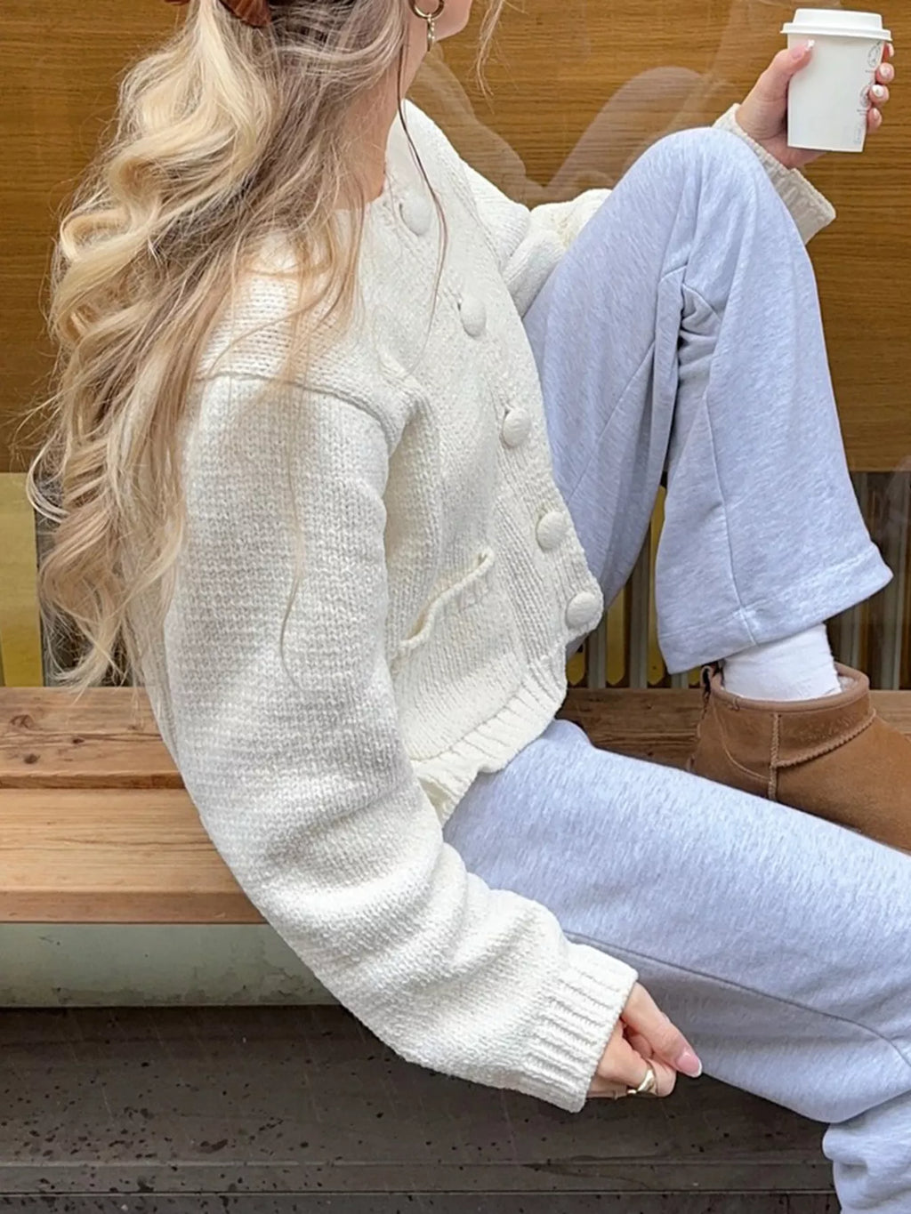 Textured Knit Button-Down Cardigan