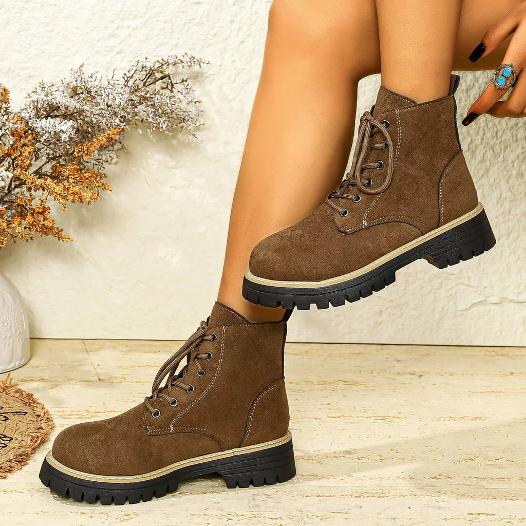 Round Toe Lace Up Boots