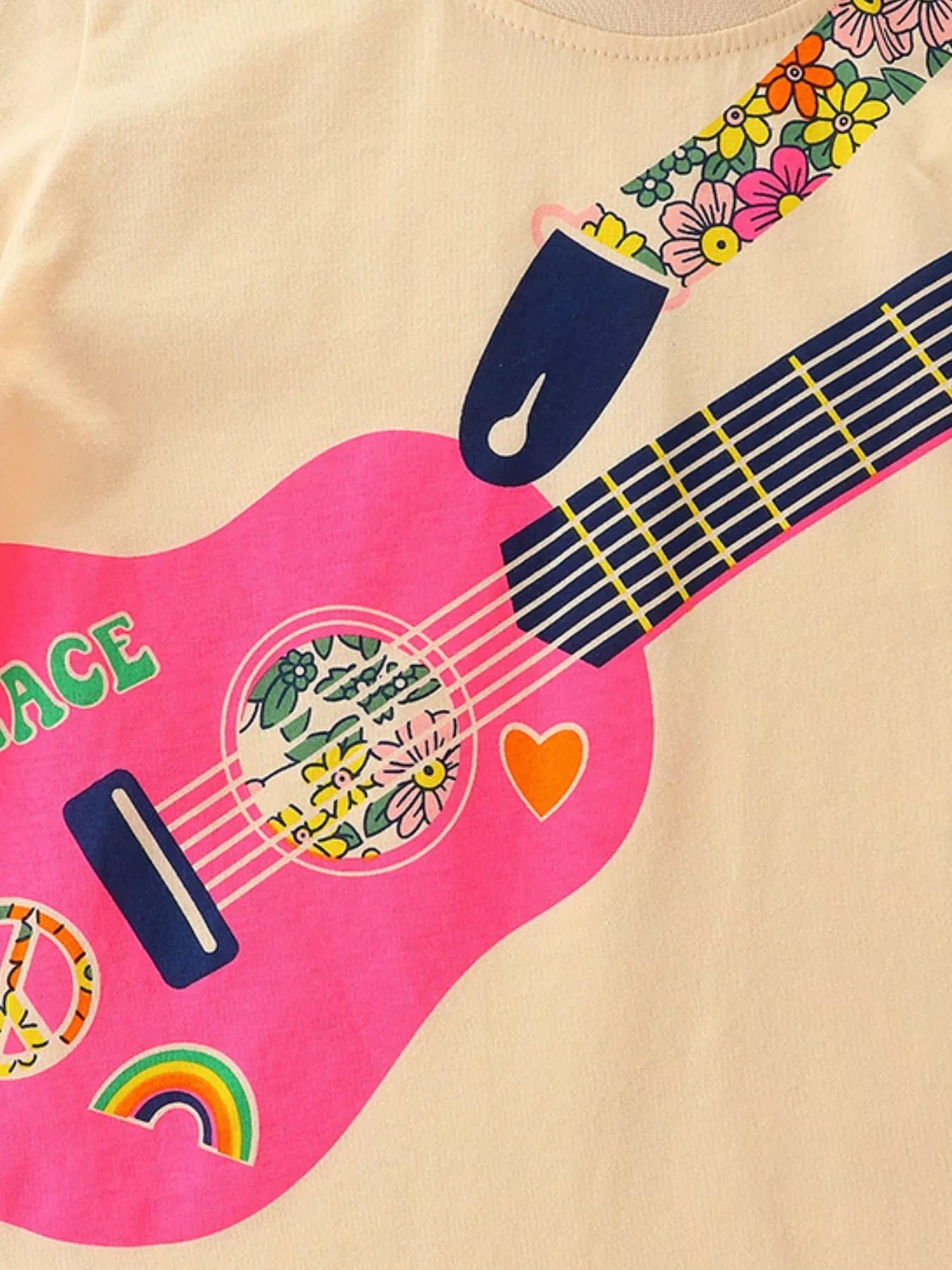 Children's Peace Guitar Print T-Shirt