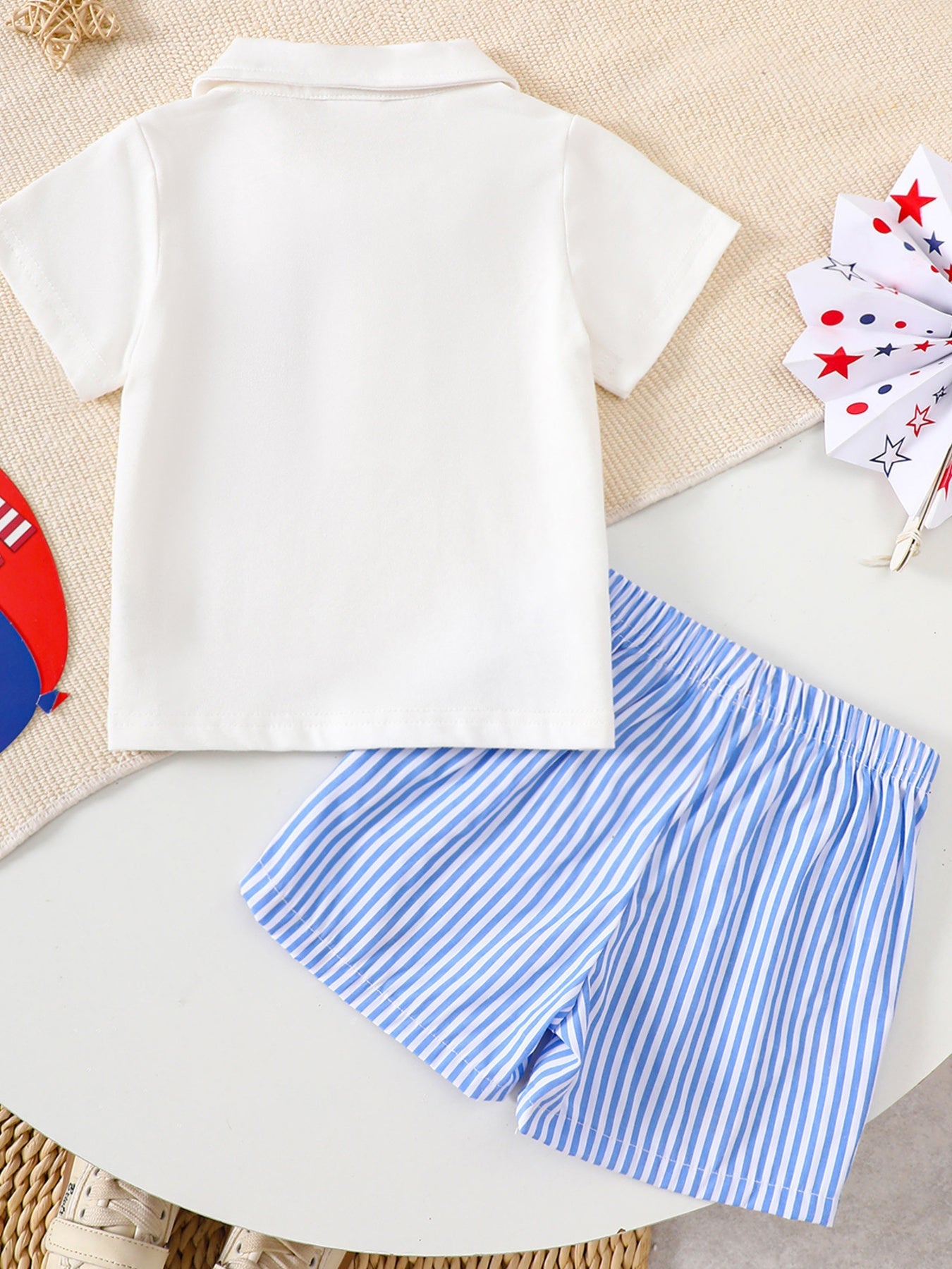 Children's Patriotic American Flag Embroidered Outfit Set