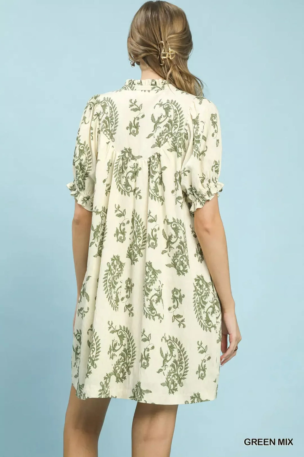 Umgee Mix Paisley Scallop Trim Dress