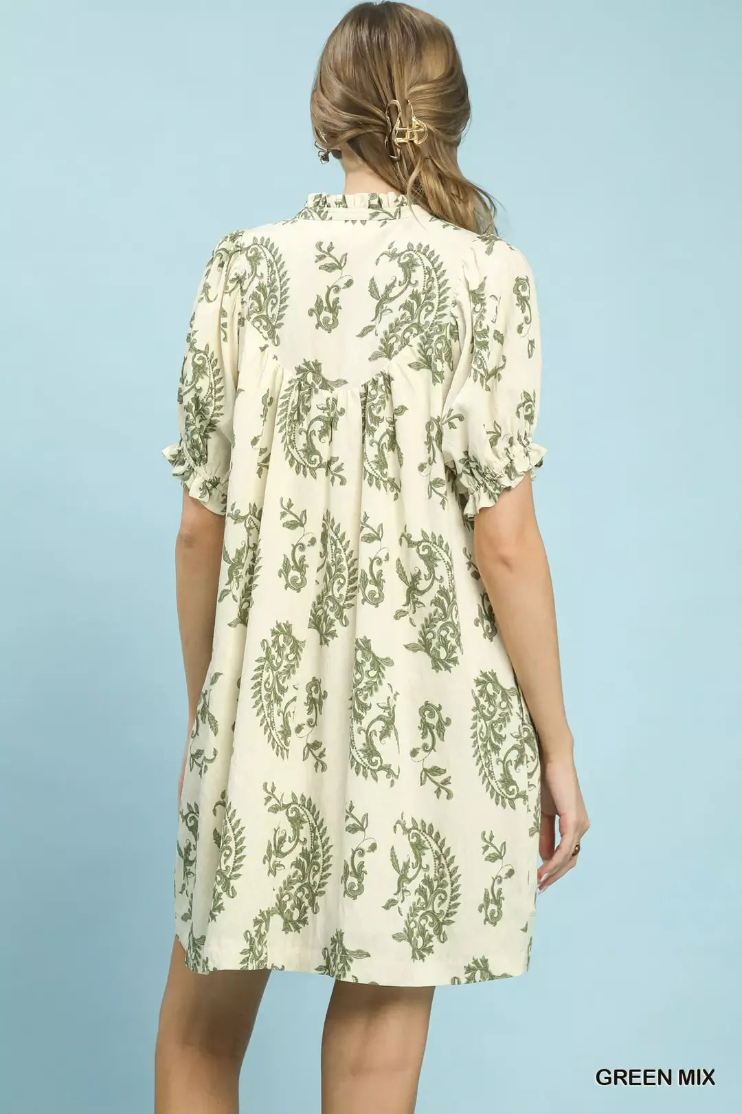 Umgee Mix Paisley Scallop Trim Dress
