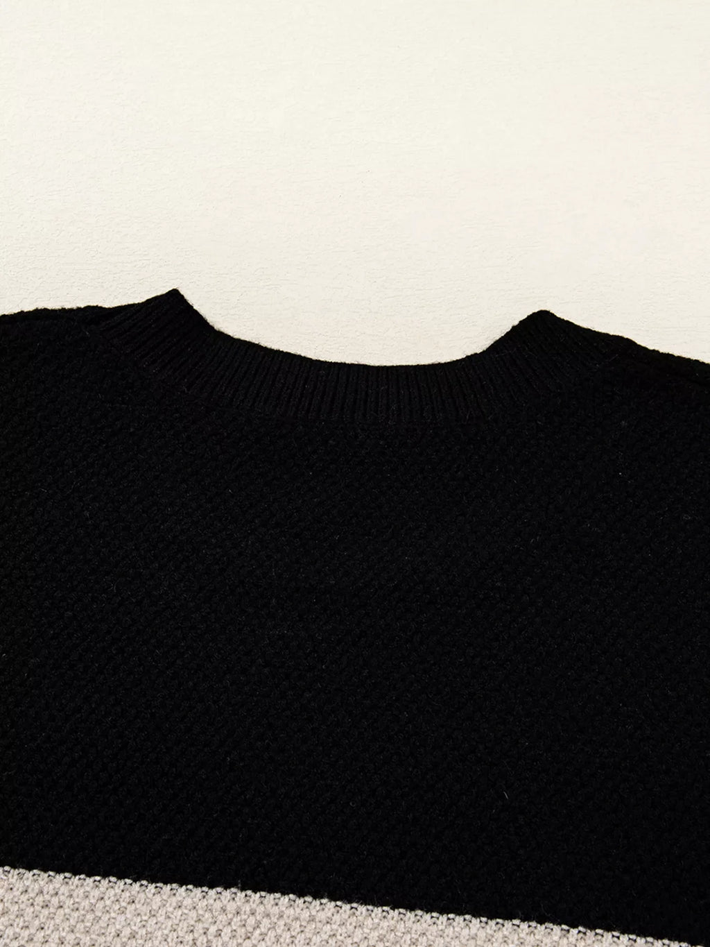 Color Block Knit Striped Sleeve Detail Casual Sweater