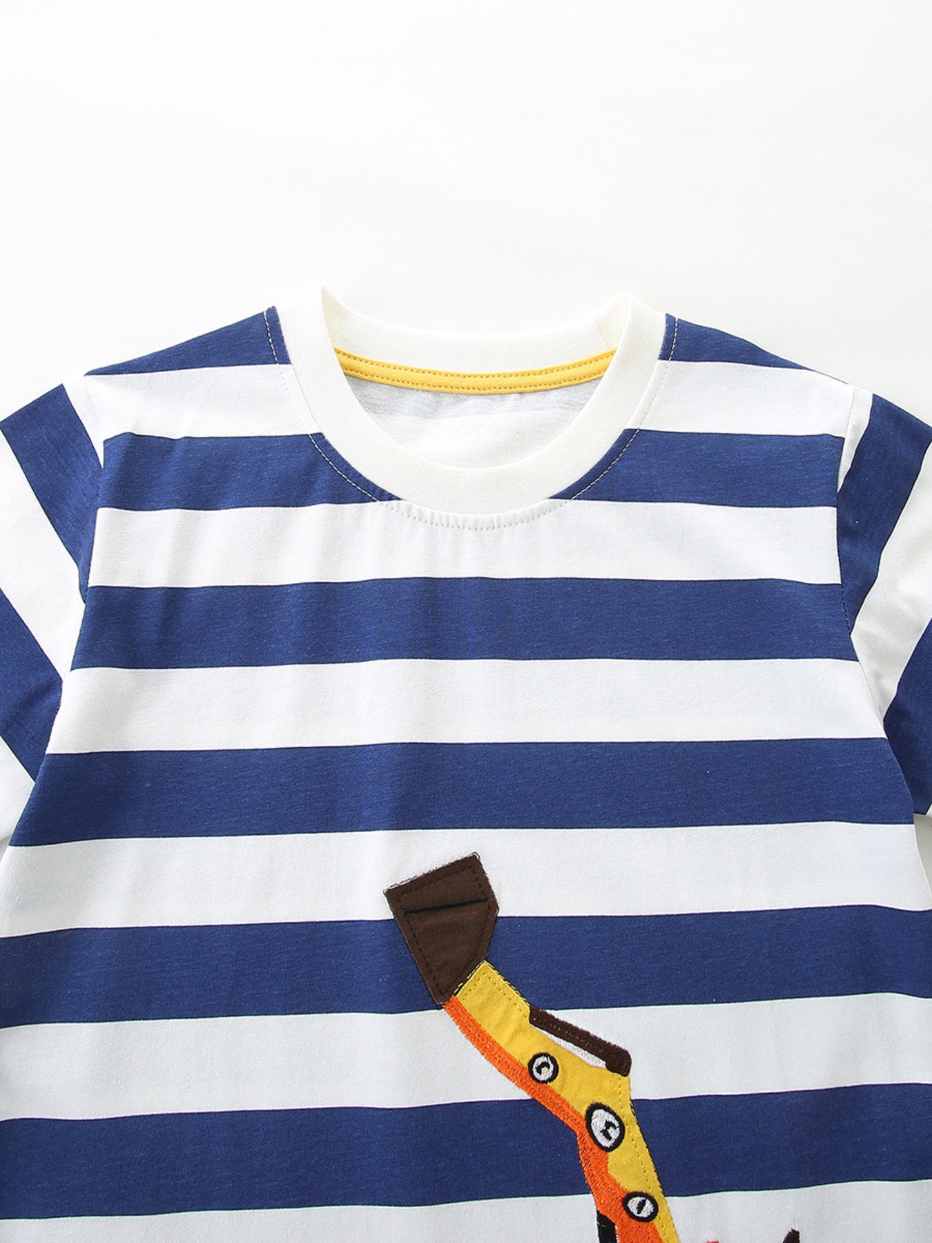 Children's Striped Excavator Print Tee and Shorts Set