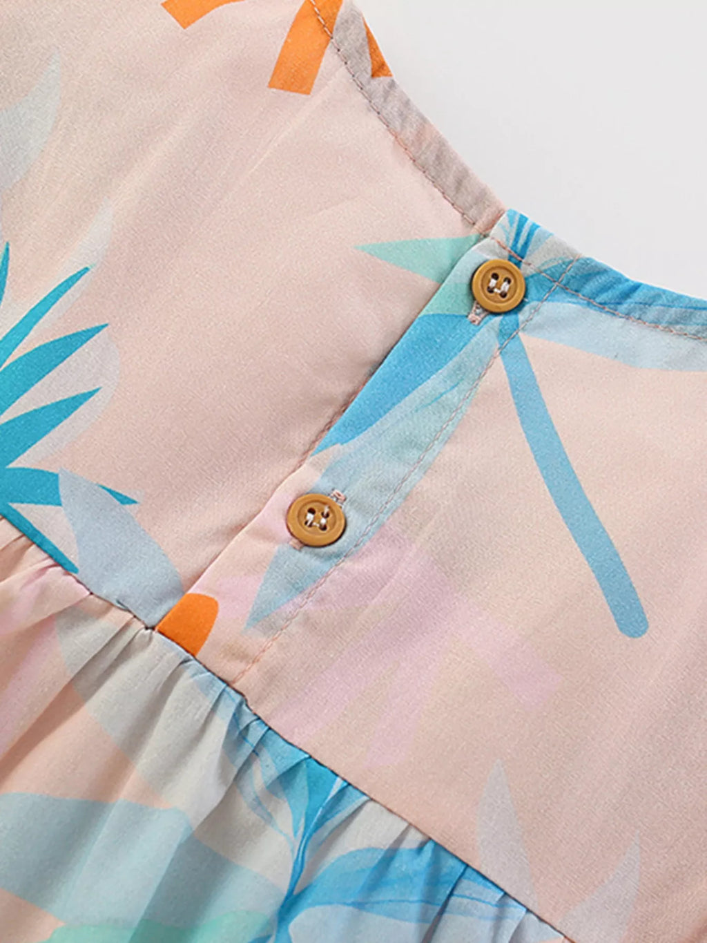Children's Tropical Print Ruffle Sleeve Summer Dress