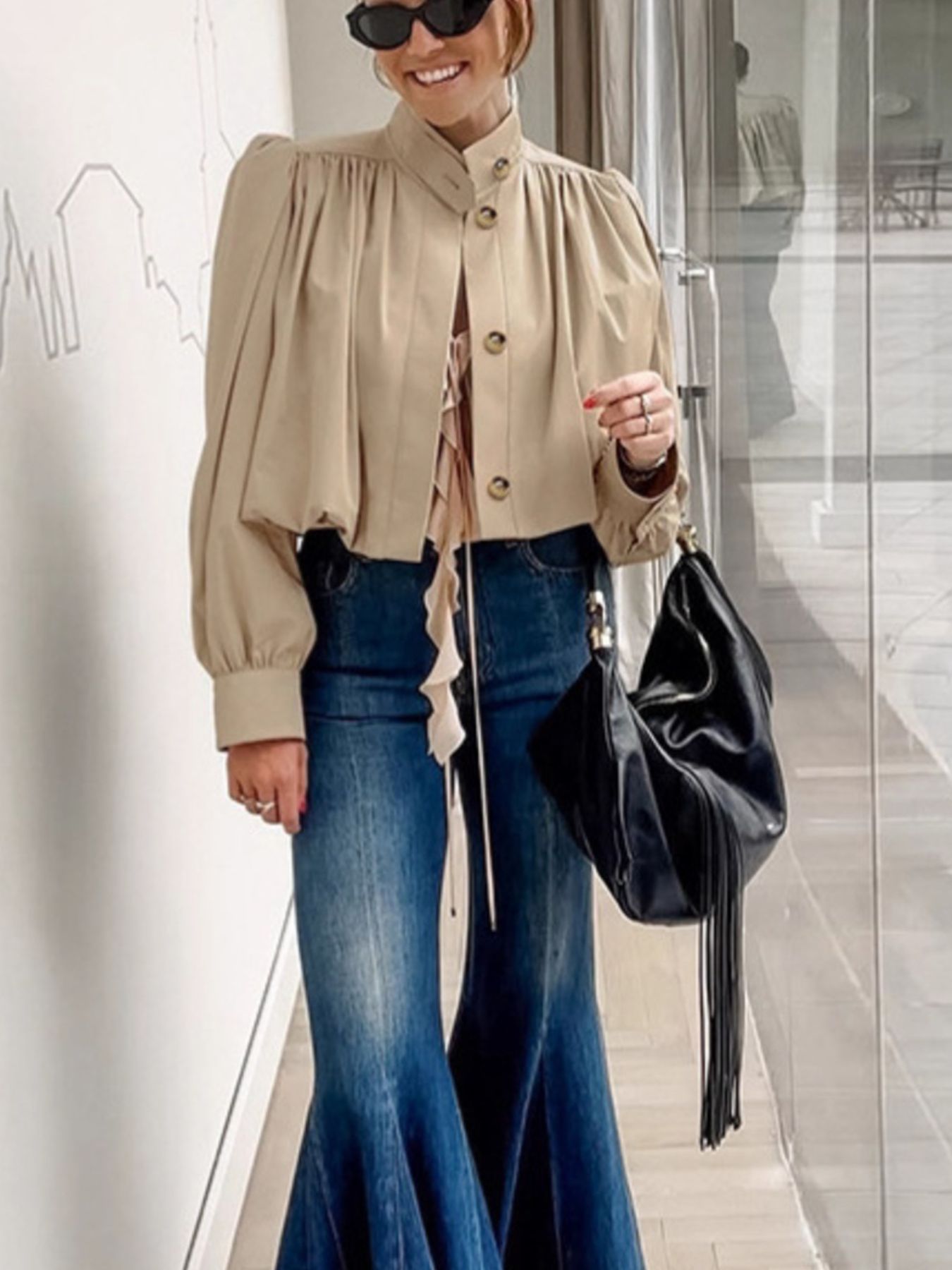 Puff Sleeve Button-Down Jacket