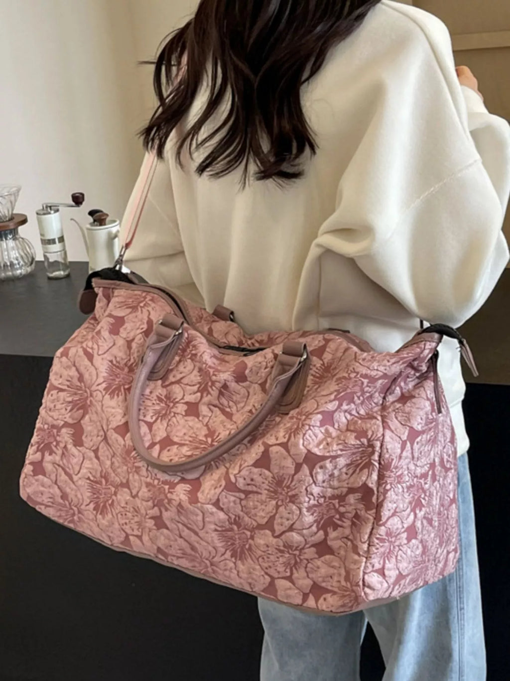 Floral Quilted Travel Bag