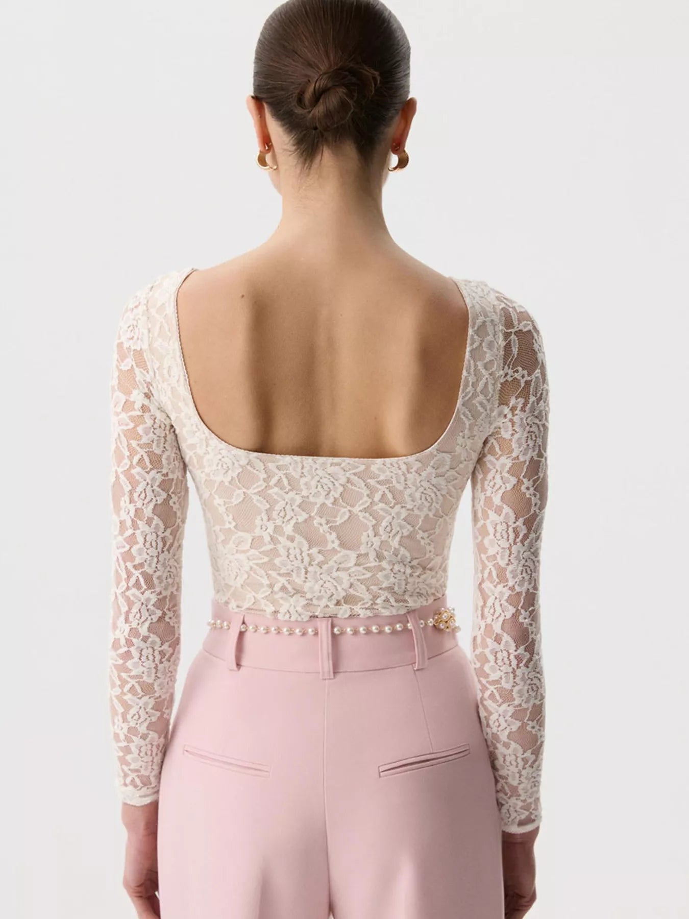 Lace Round Neck Long Sleeve Top