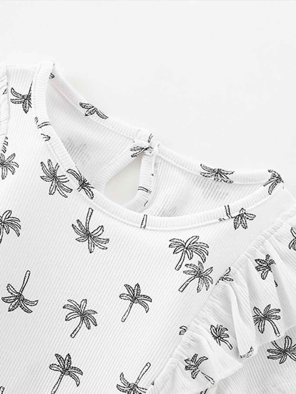 Children's Tropical Print Ruffle Sleeve Top & Shorts Set