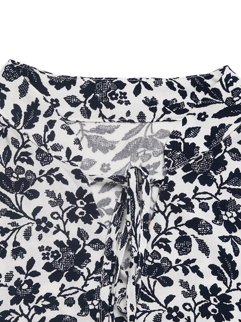 Printed Tie Neck Long Sleeve Blouse