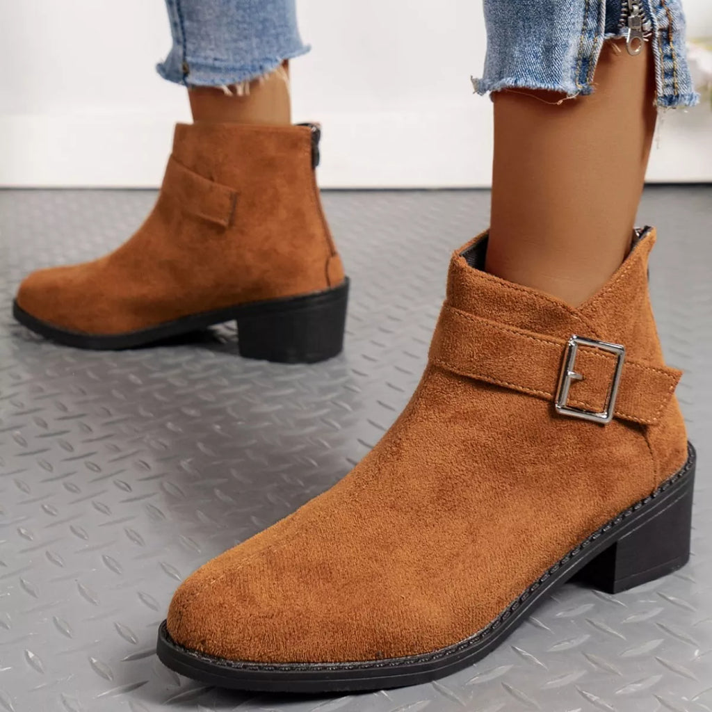 Point Toe Block Heels Boots