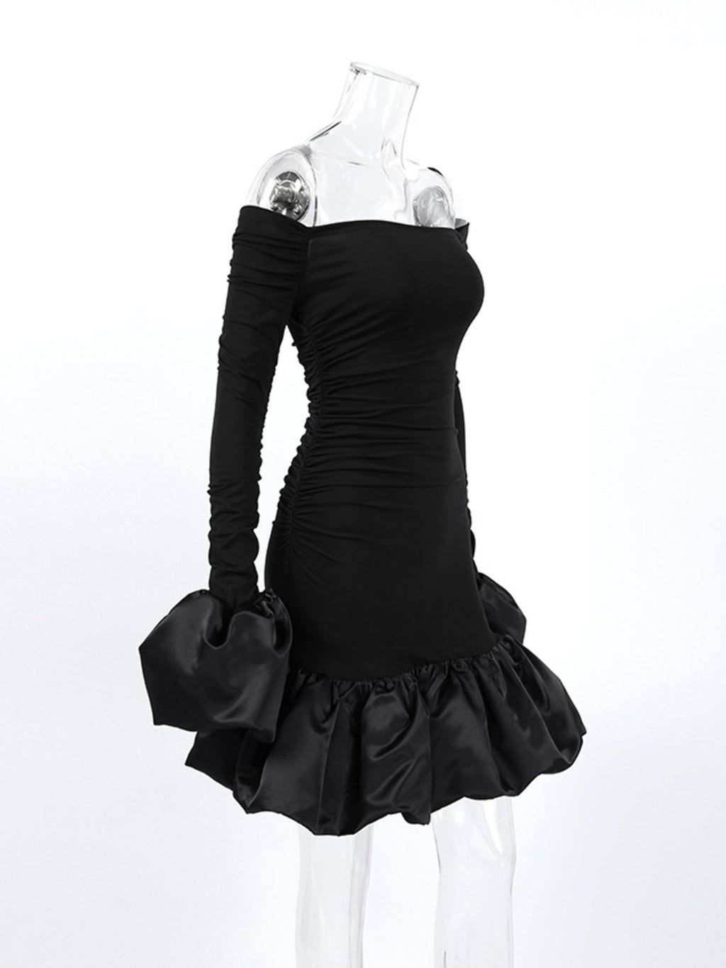 Off-Shoulder Ruffle Hem Mini Dress