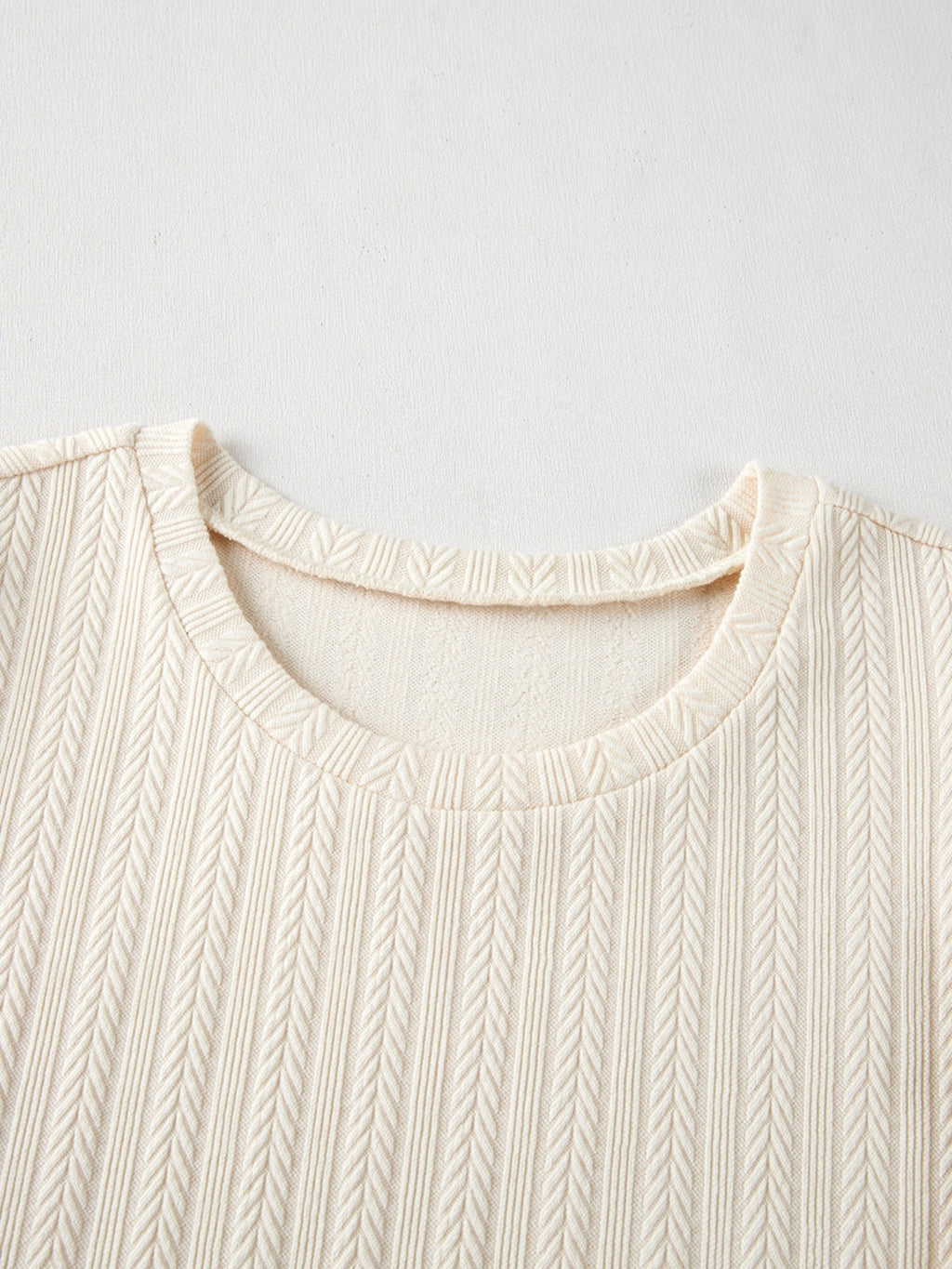 Textured Knit Round Neck Blouse