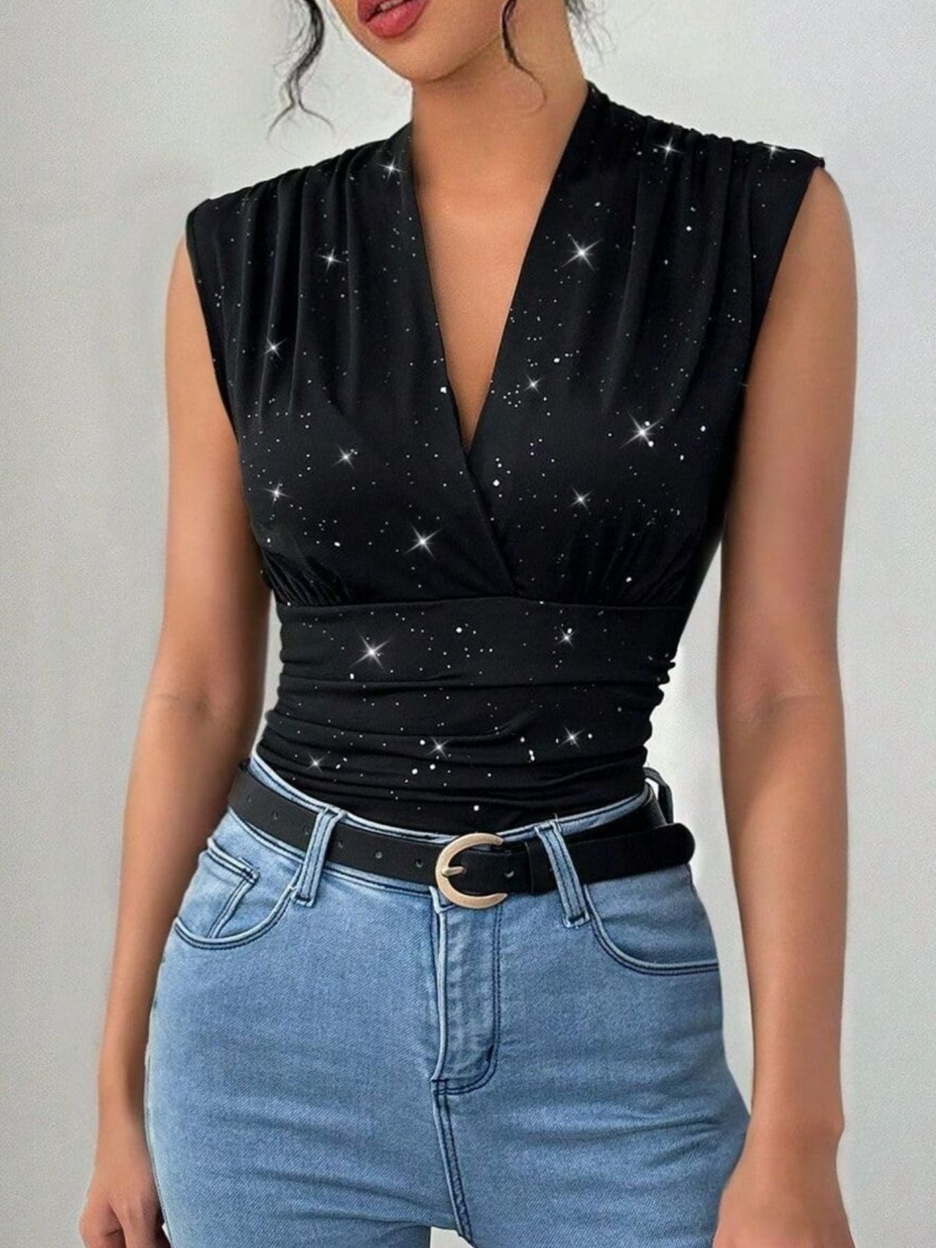 Glitter Surplice Tank