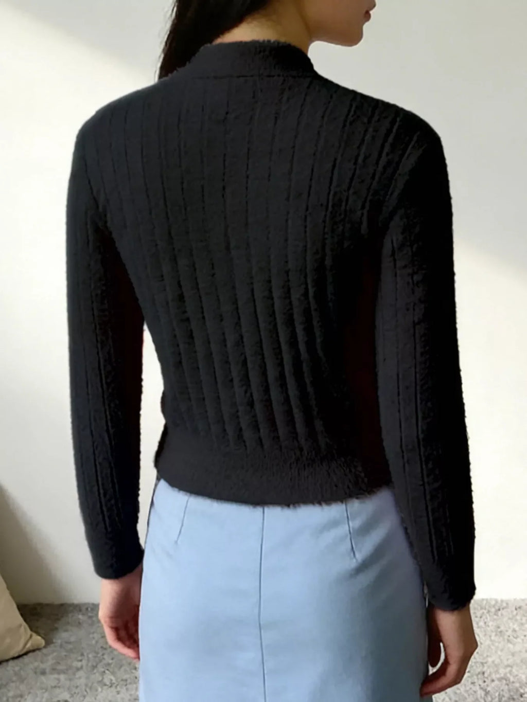 Button Up Ribbed Knit Cardigan