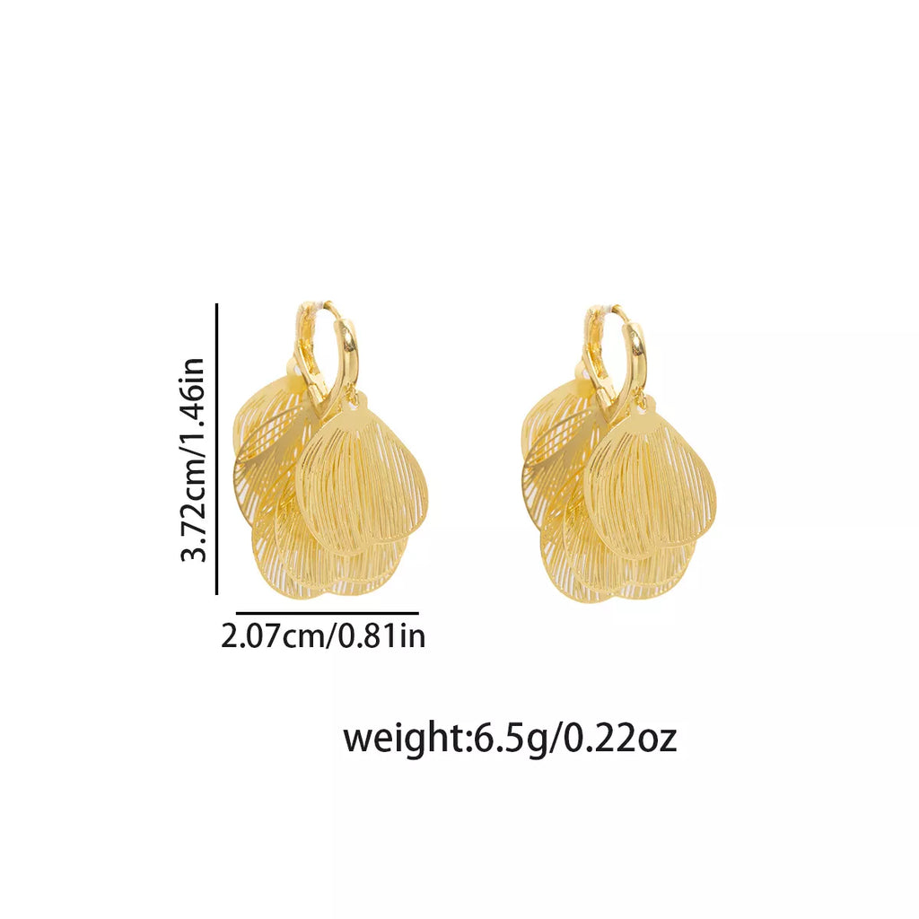 18K Gold-Plated Textured Leaf Drop Earrings