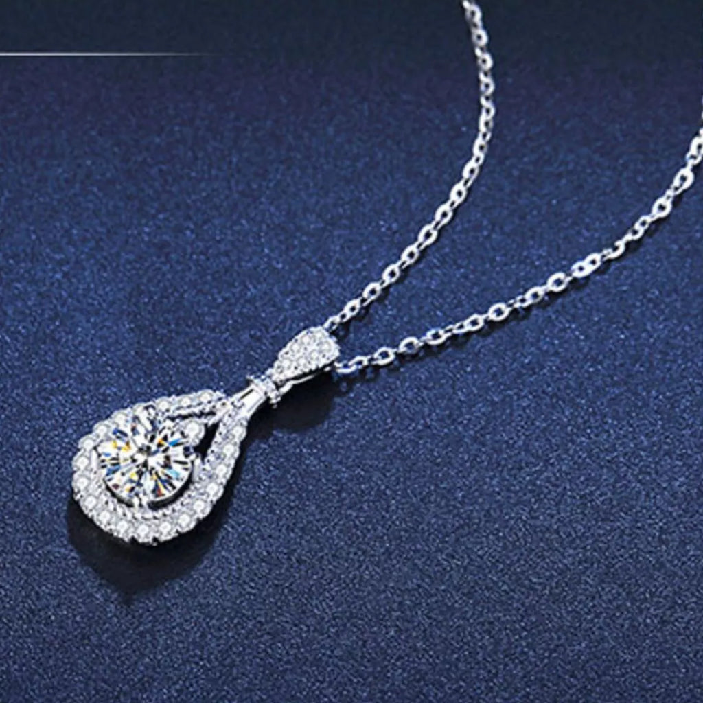 5 Carat 925 Sterling Silver Moissanite Teardrop Necklace