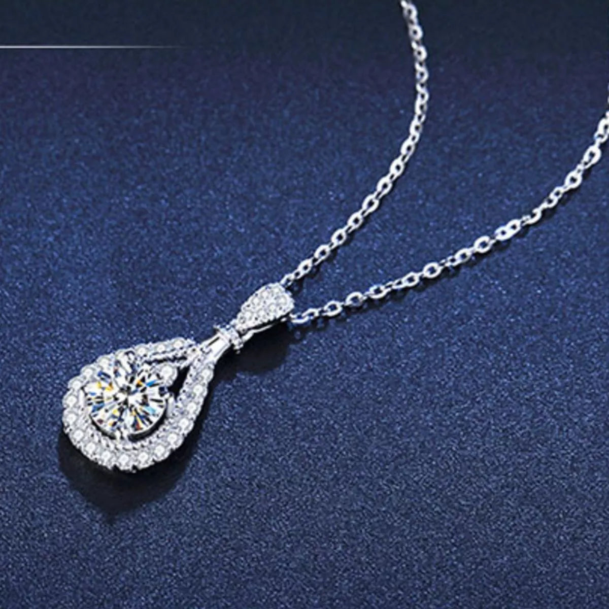 5 Carat 925 Sterling Silver Moissanite Teardrop Necklace