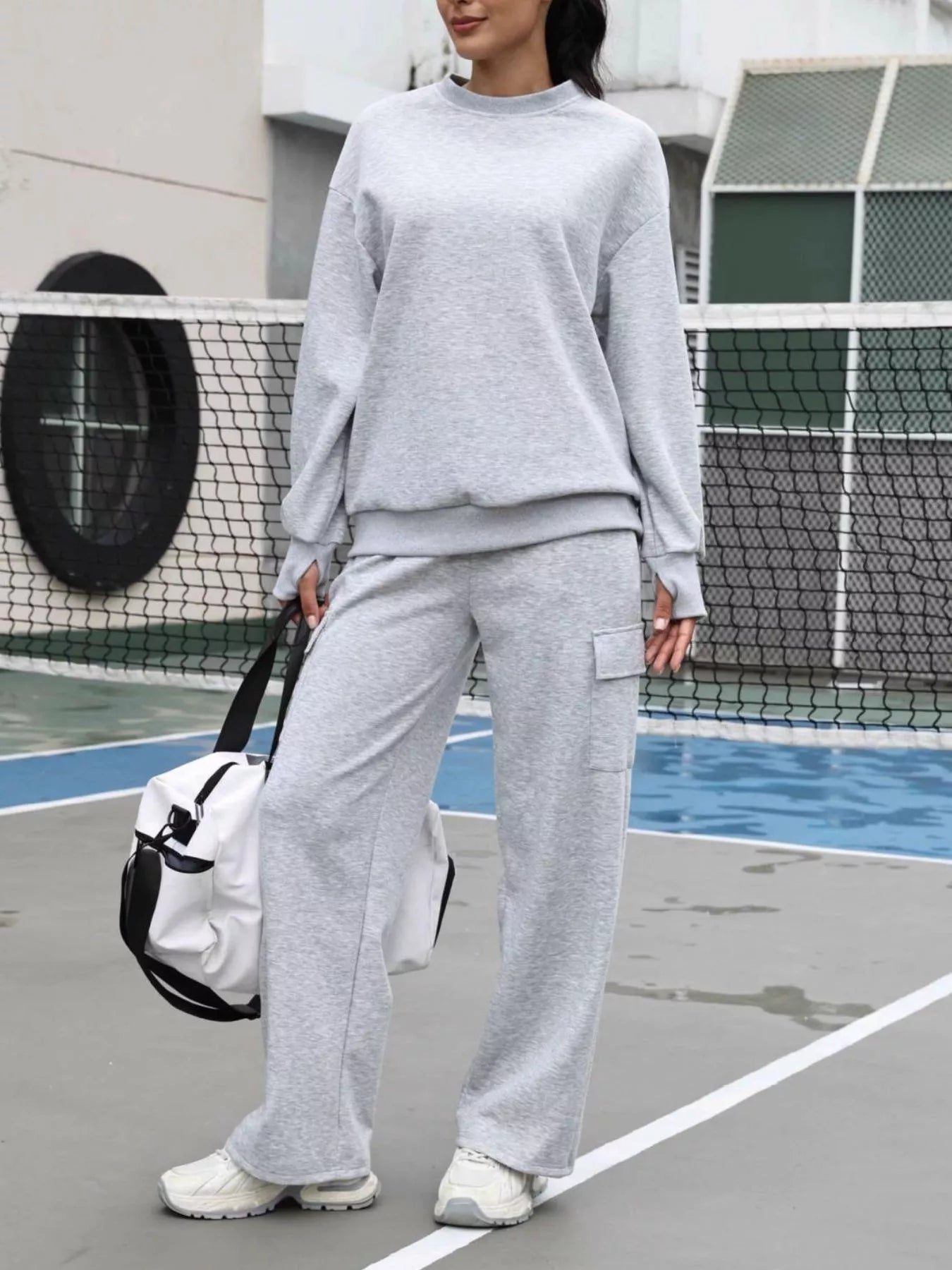 Dropped Shoulder Sweatshirt and Pants Set