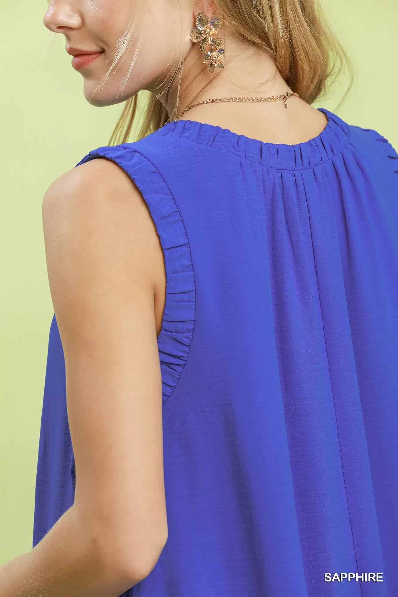 Umgee Sleeveless Ruffle Trim Drop Waist Mini Dress