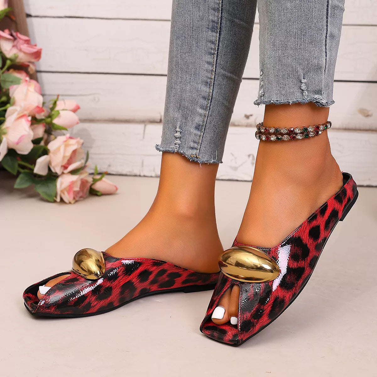 Leopard Open Toe Sandals