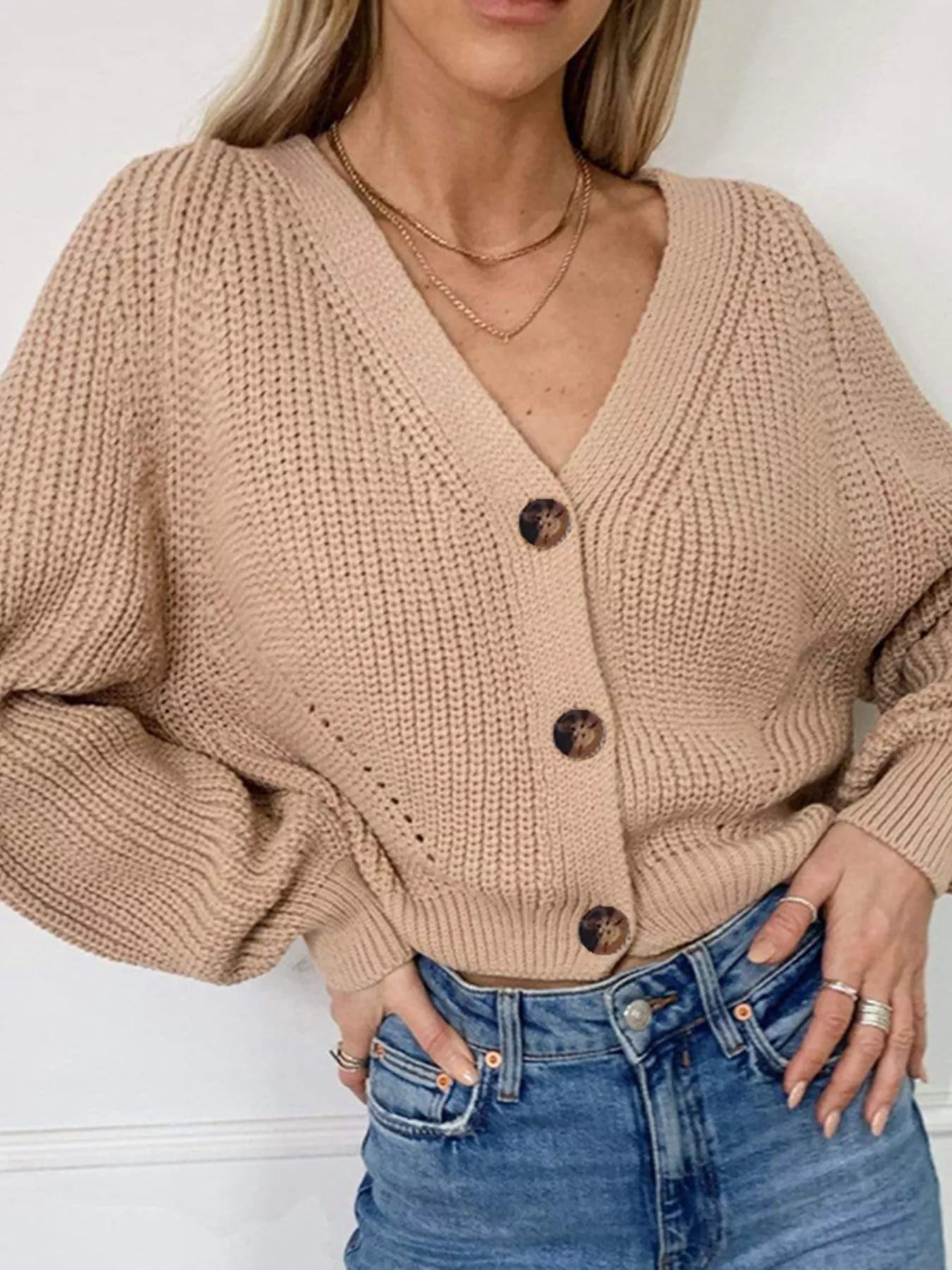 Full Size Chunky Knit Button-Down Cardigan Plus Size