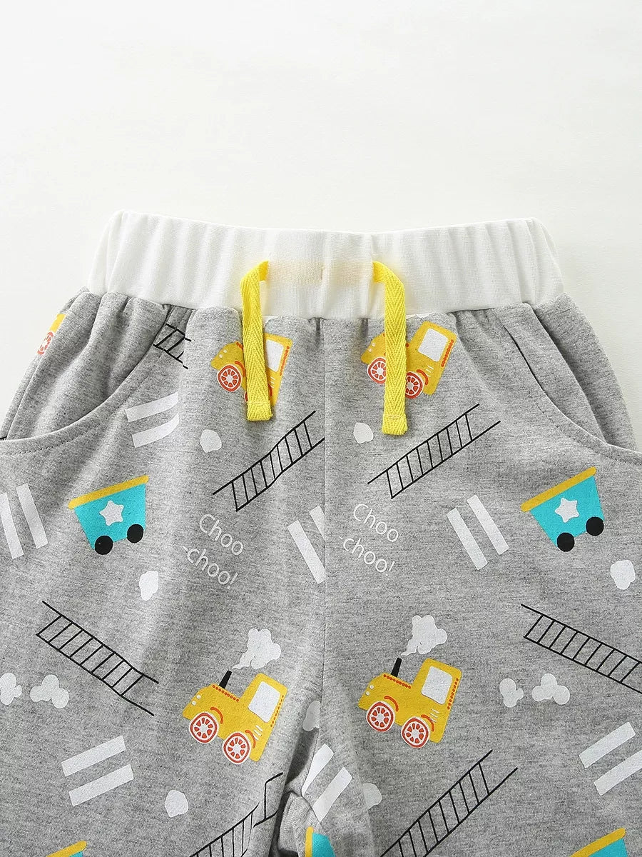 Children's Train Print Short Sleeve Tee and Shorts Set