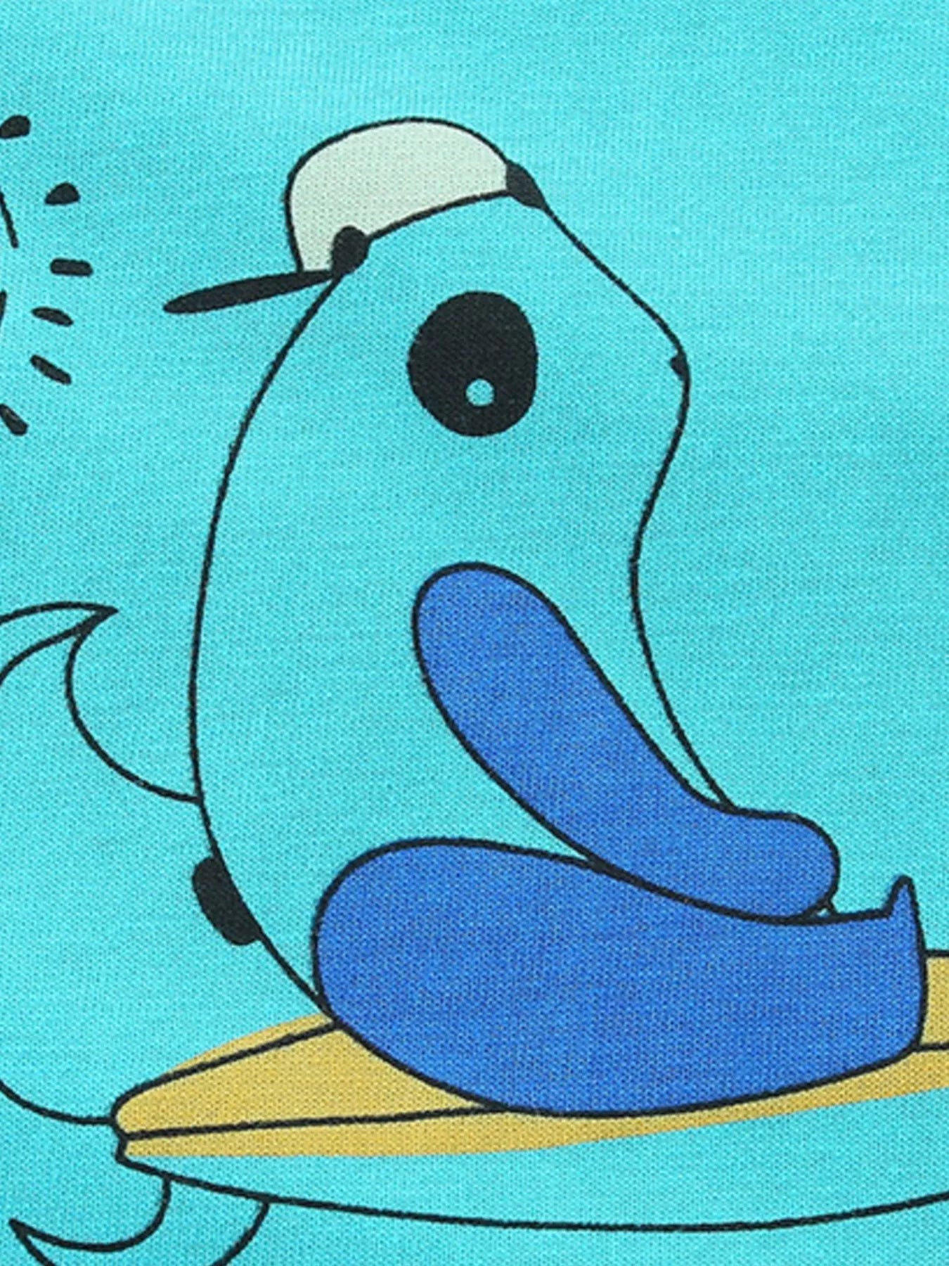 Children's Cartoon Print Crew Neck Short Sleeve Tee