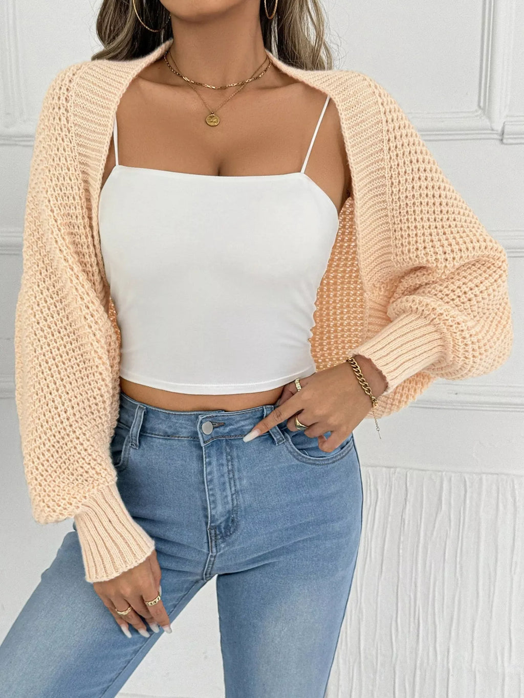 Open Front Batwing Sleeve Cardigan